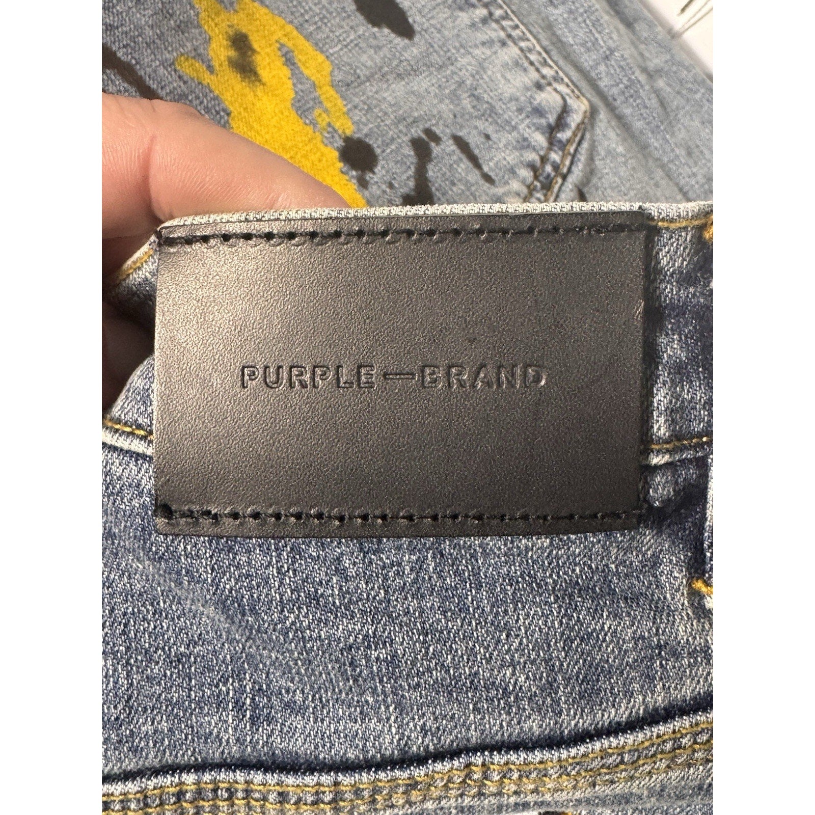 $290 Rare Purple Brand P002 Atlanta Exclusive Gold Paint Splatter Jeans Sz 34x34