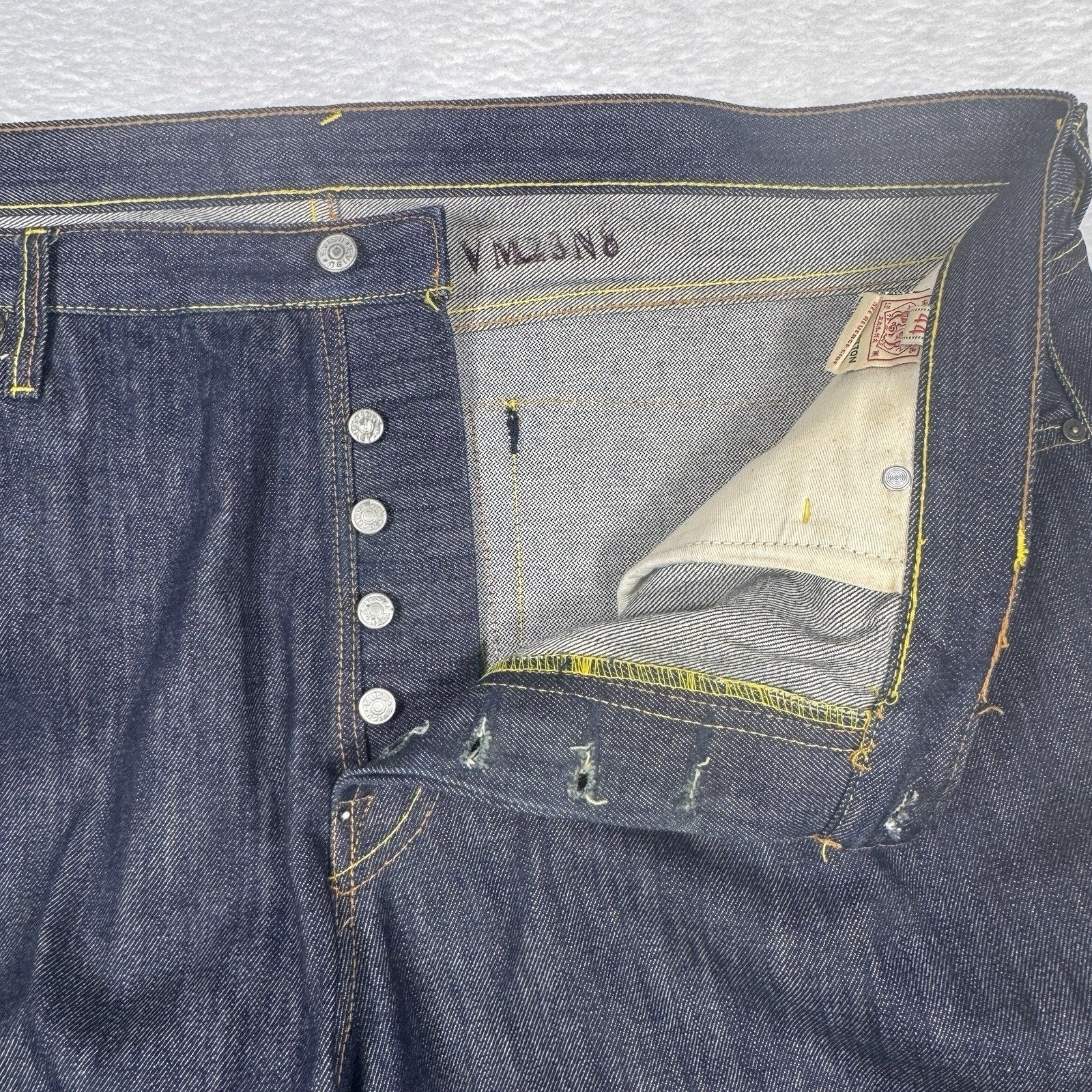 Vtg Y2K Evisu No.2 Lot 0001 Selvedge Denim Jeans Japan Button Fly Baggy 44x36