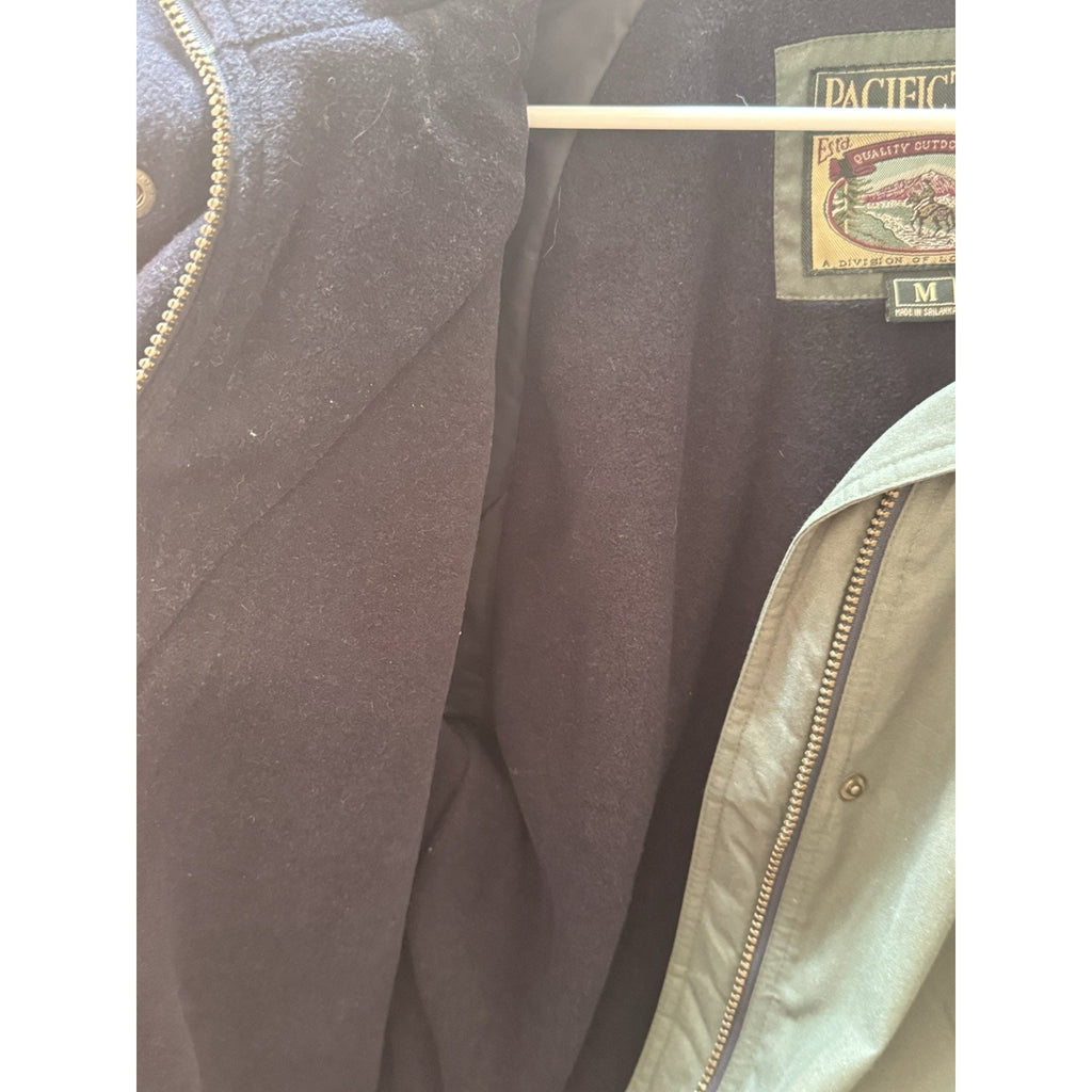 Vtg Pacific Trail Heavy Outdoor Jacket Green Fleece Lined Hooded Coat Size M-L