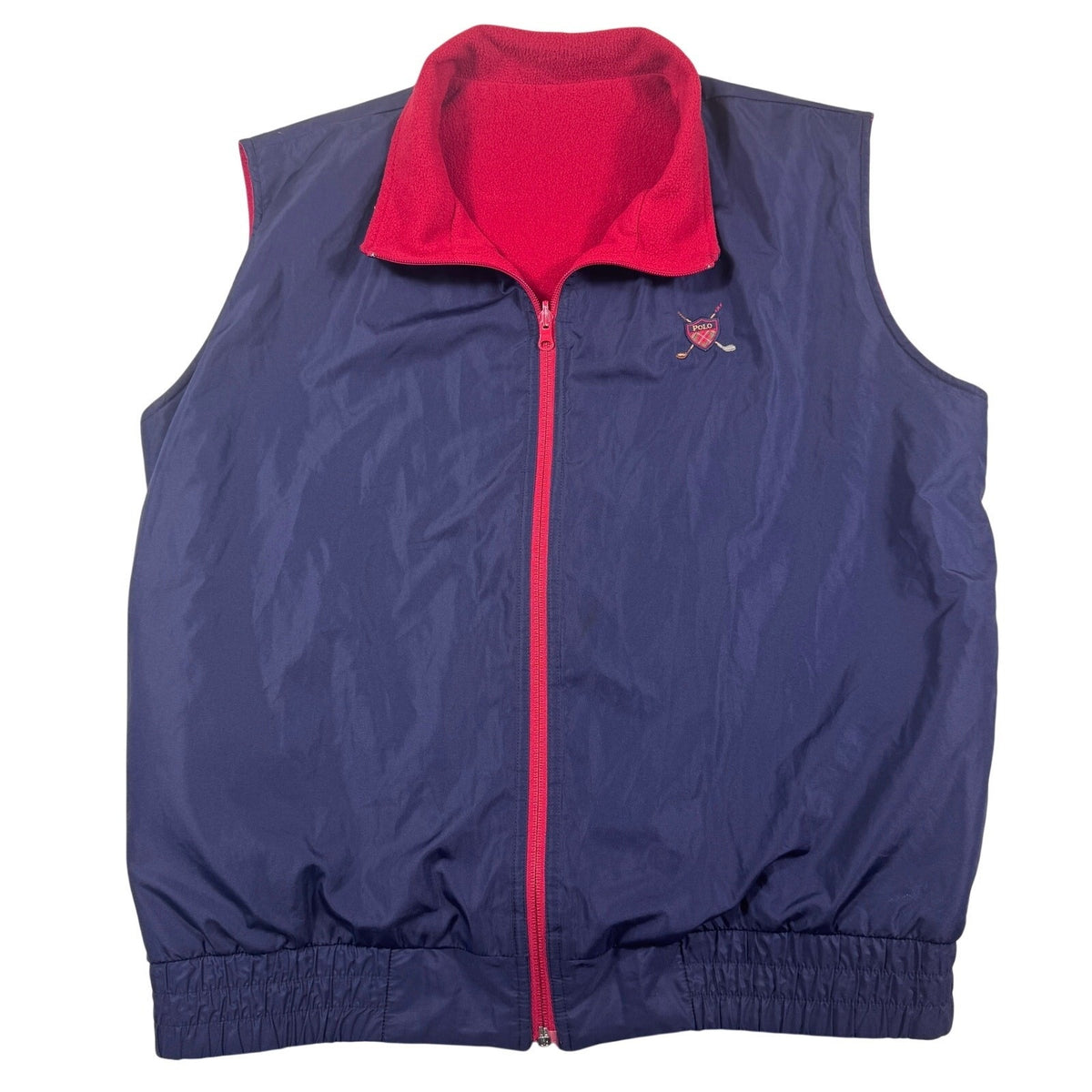 Vtg Polo Sport Golf Ralph Lauren Reversible Vest Men’s XL Navy Red Fleece 90s
