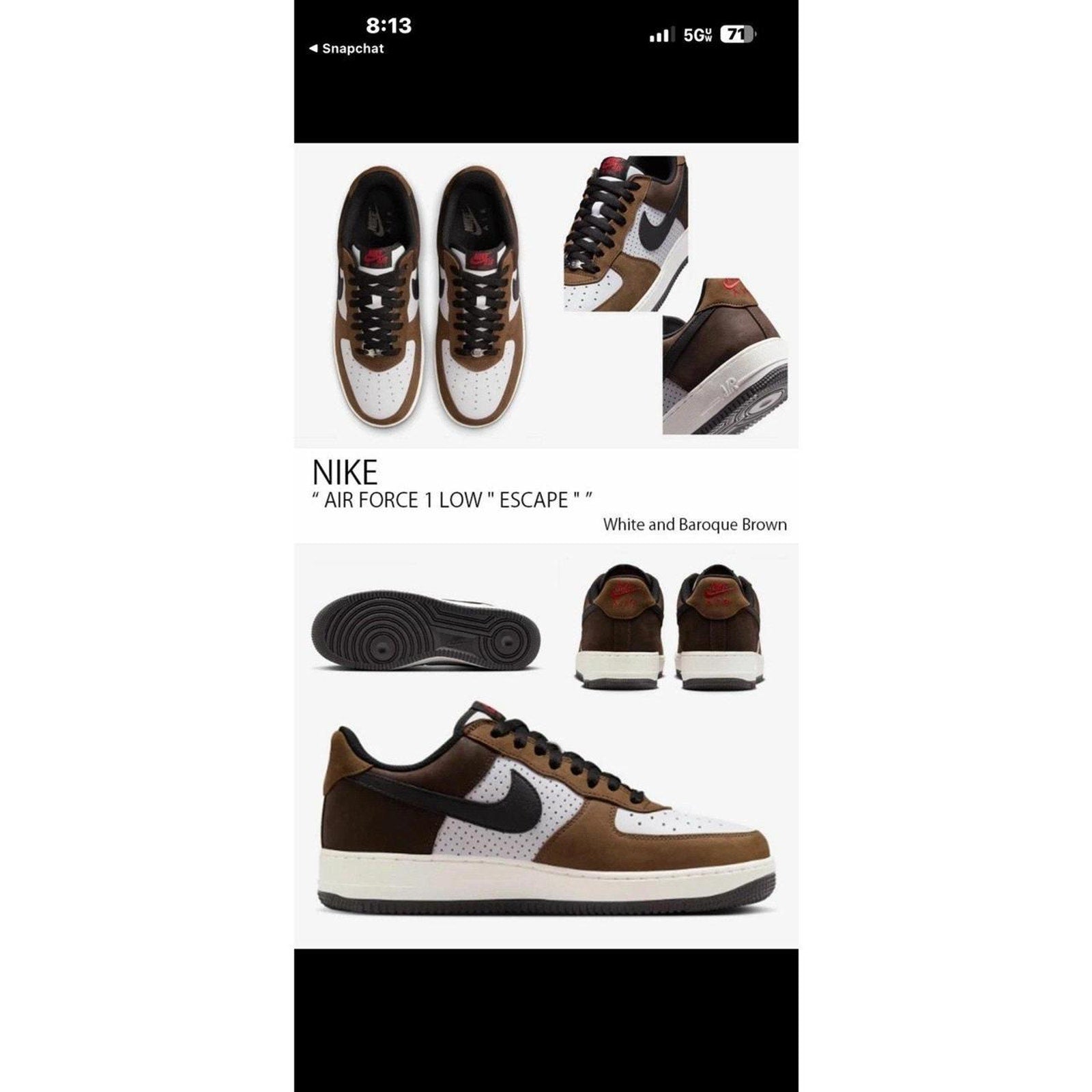 Nike Air Force 1 Low Retro “Escape” White Bison Black HJ4323-100 Mens Size 21