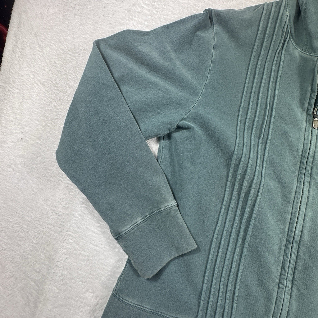 Woolrich Garment Dyed Full Zip Hoodie Womens M Blue Green Stretch Sweatshirt