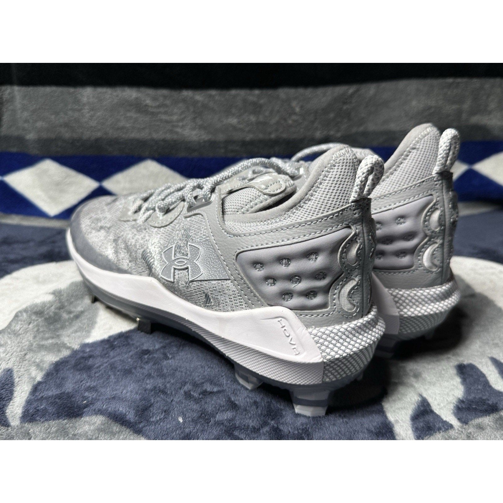 Under Armour Harper 8 Elite Mens 7.5 Halo Grey Metal Baseball Cleats 3026588-102