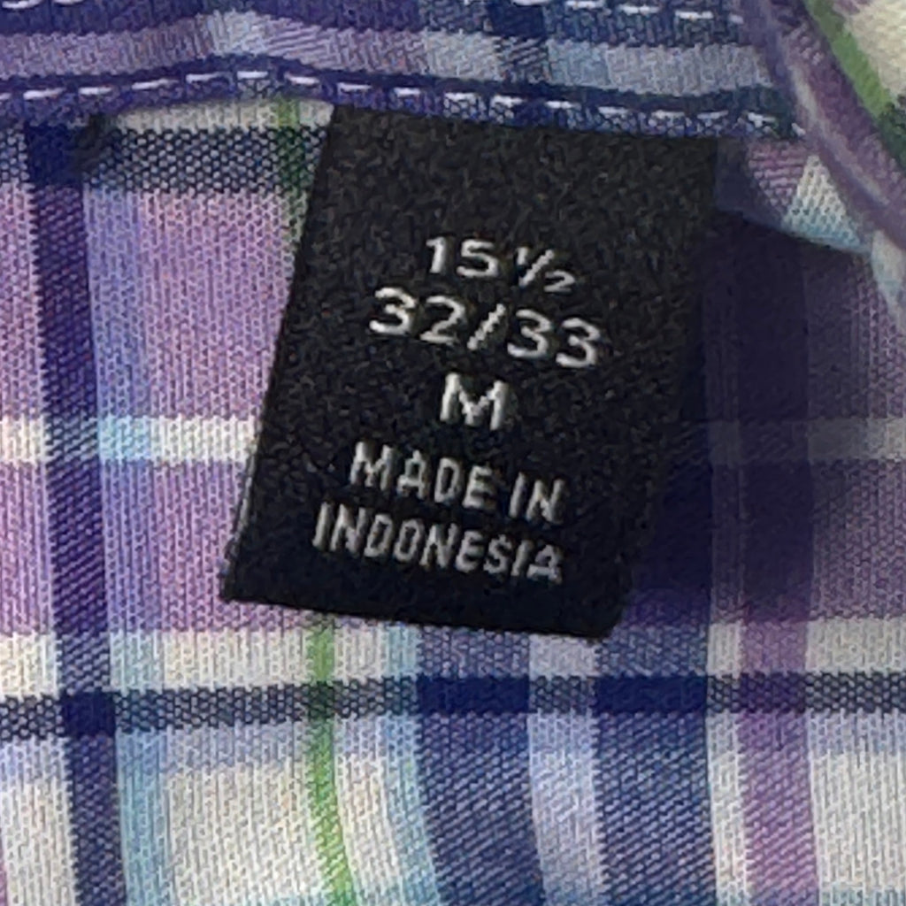 Lauren Ralph Lauren Performance Stretch Shirt 15.5 32/33 M Purple Plaid
