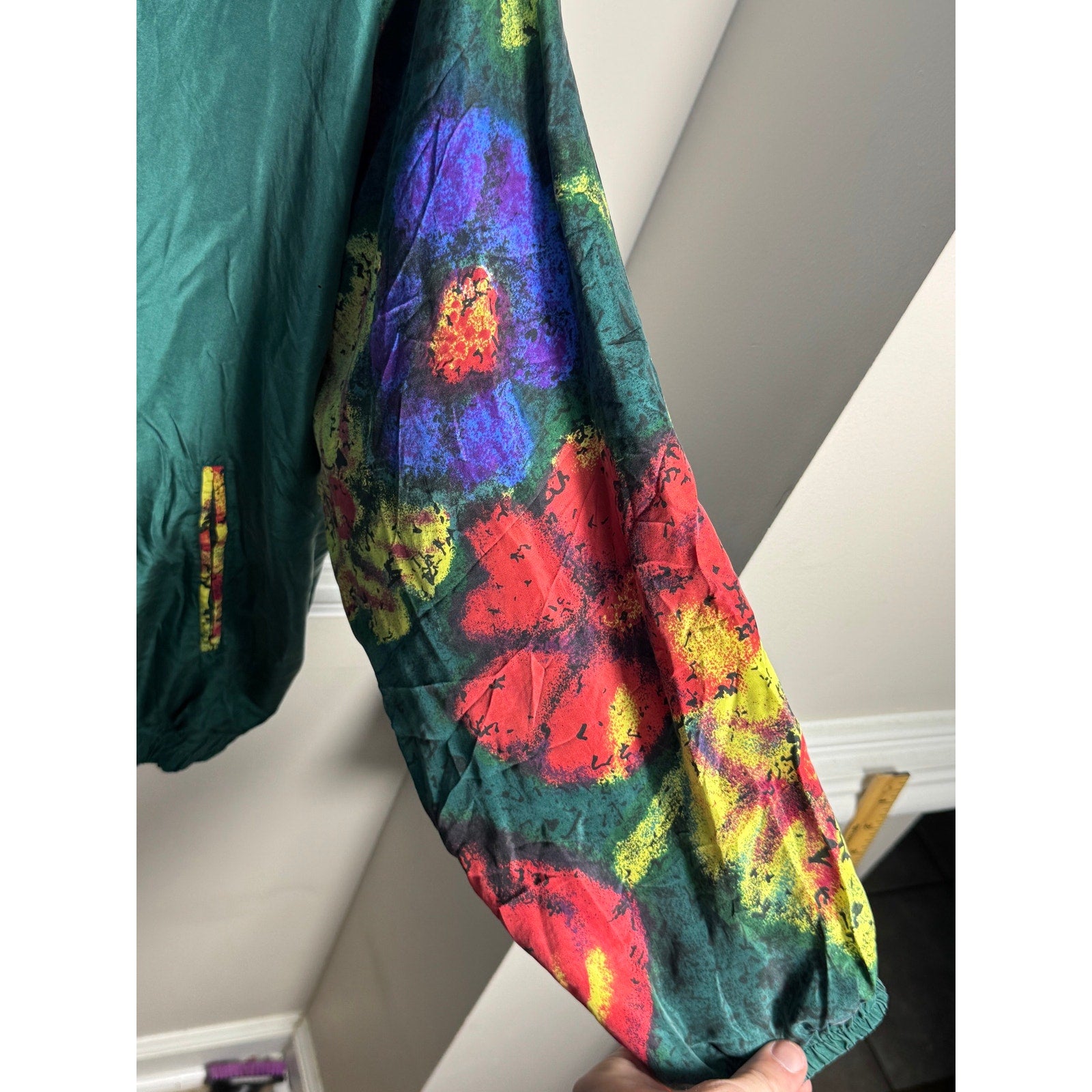 Vintage 90s New Concepts Sport Silk Windbreaker Jacket Colorblock Abstract Print