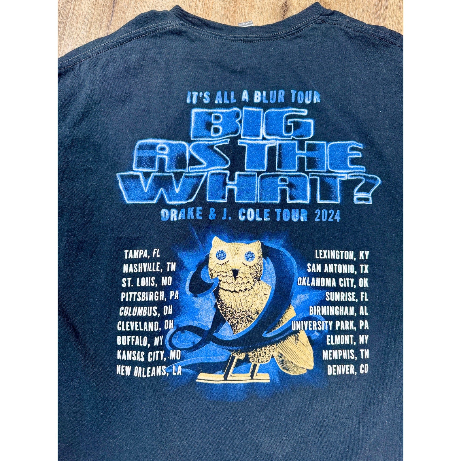Drake J Cole It’s All A Blur Tour Big As The What 2024 Rap Tee Men’s XL Hip-Hop