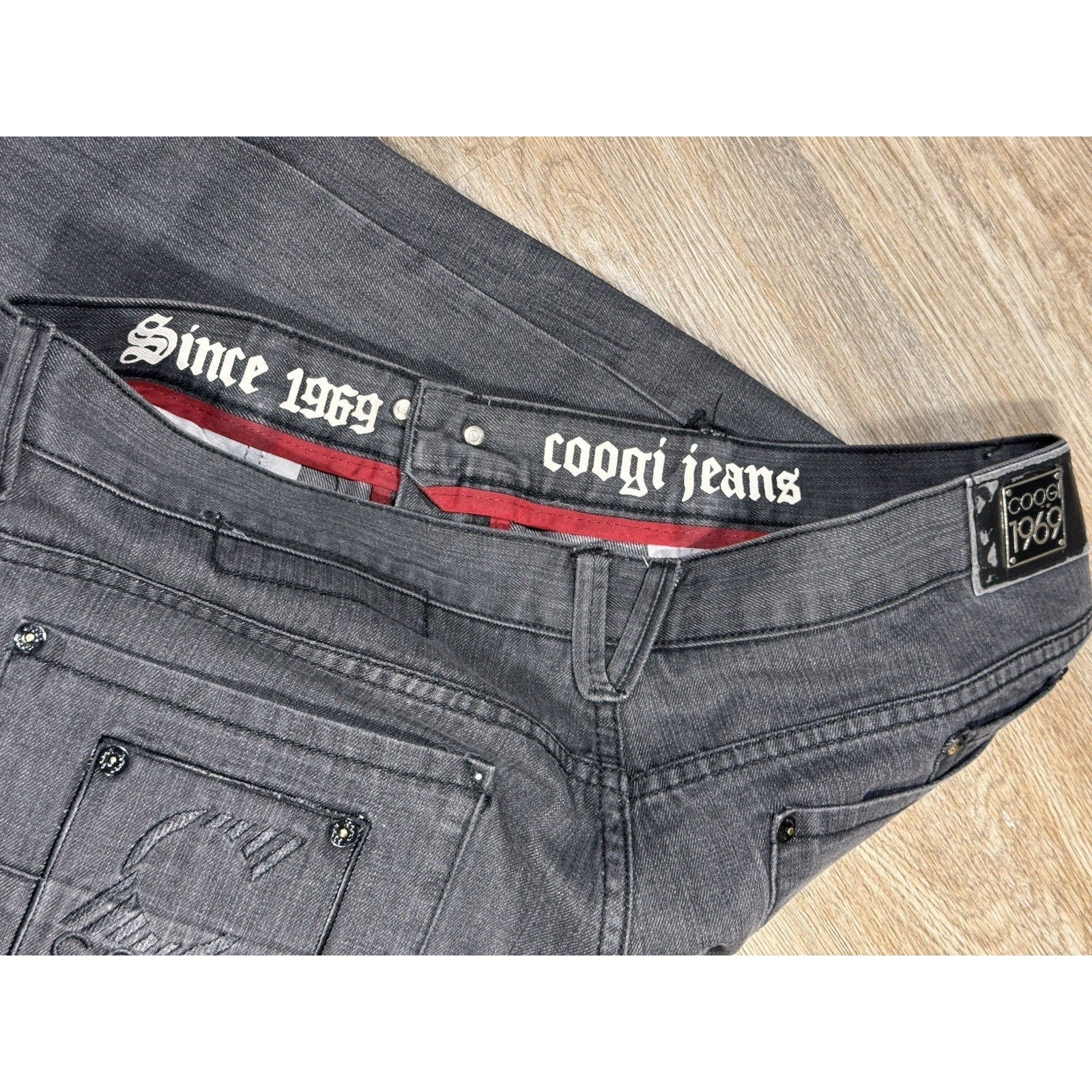 Y2K COOGI Australia Men’s Sz 42 x 35 Denim Jeans w/ Embroidered Logos Big Baggy