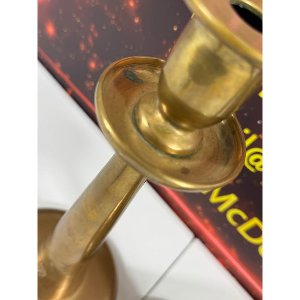 Vintage Solid Brass Candlestick Holders Pair 14" Tall Heavy Weighted Set