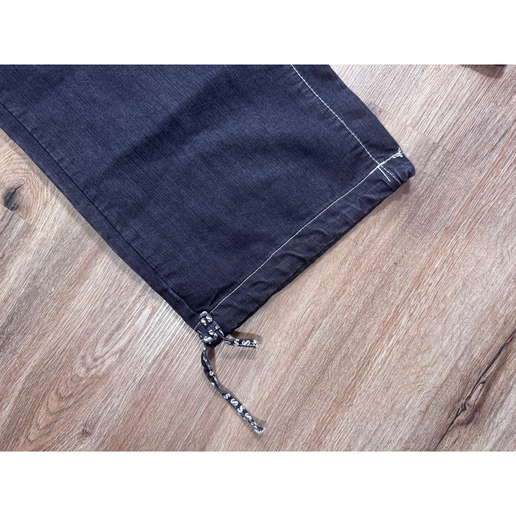 Noiz Jeans Denim Jorts Shorts Men’s 34 Black Y2K Skater Hip Hop Baggy Logo Money