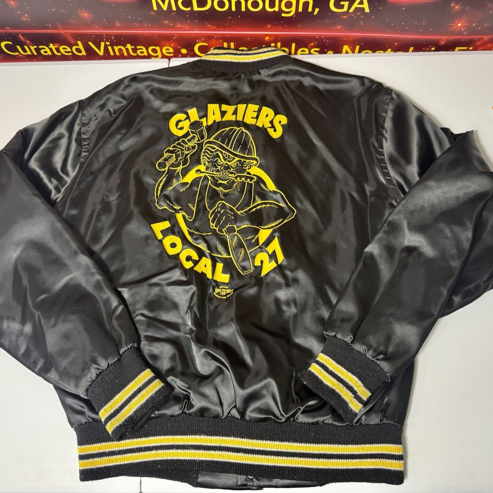 Vtg West Wind Glaziers Local 27 Union Satin Jacket USA ACTWU Men’s M Chicago HTF