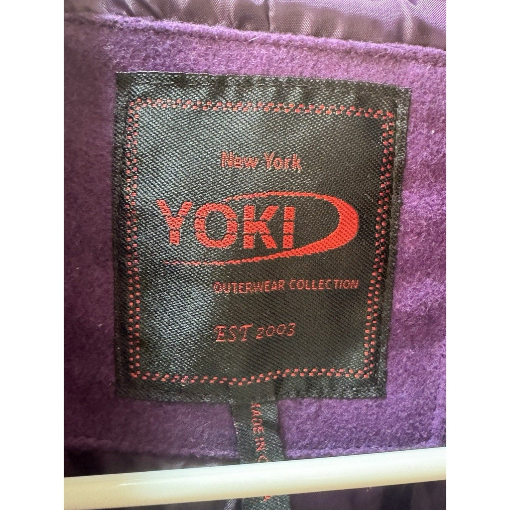 Yoki New York Women’s Purple Moto Jacket Size M Faux Wool Biker Style Zip Pocket