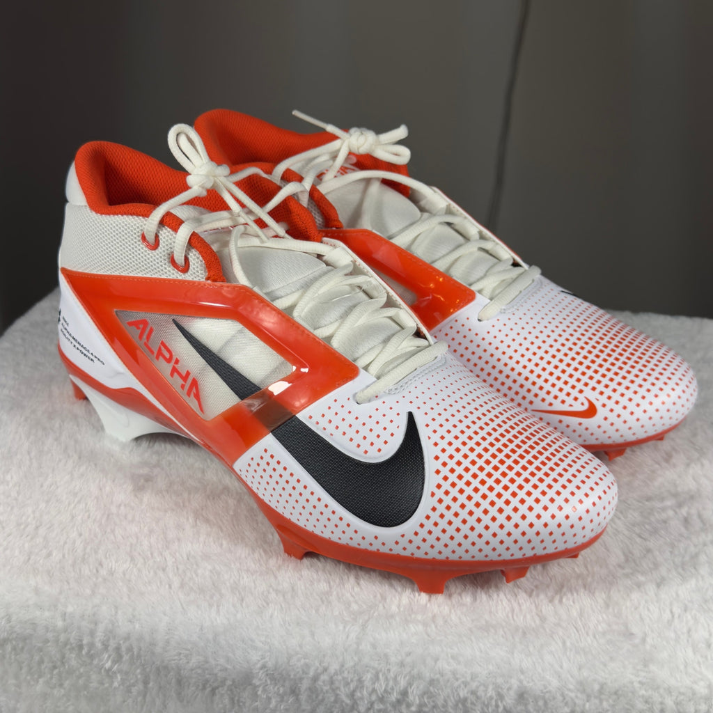 Nike Alpha Menace 4 Pro Football Cleats White Orange FZ7702-101 Sz 14.5
