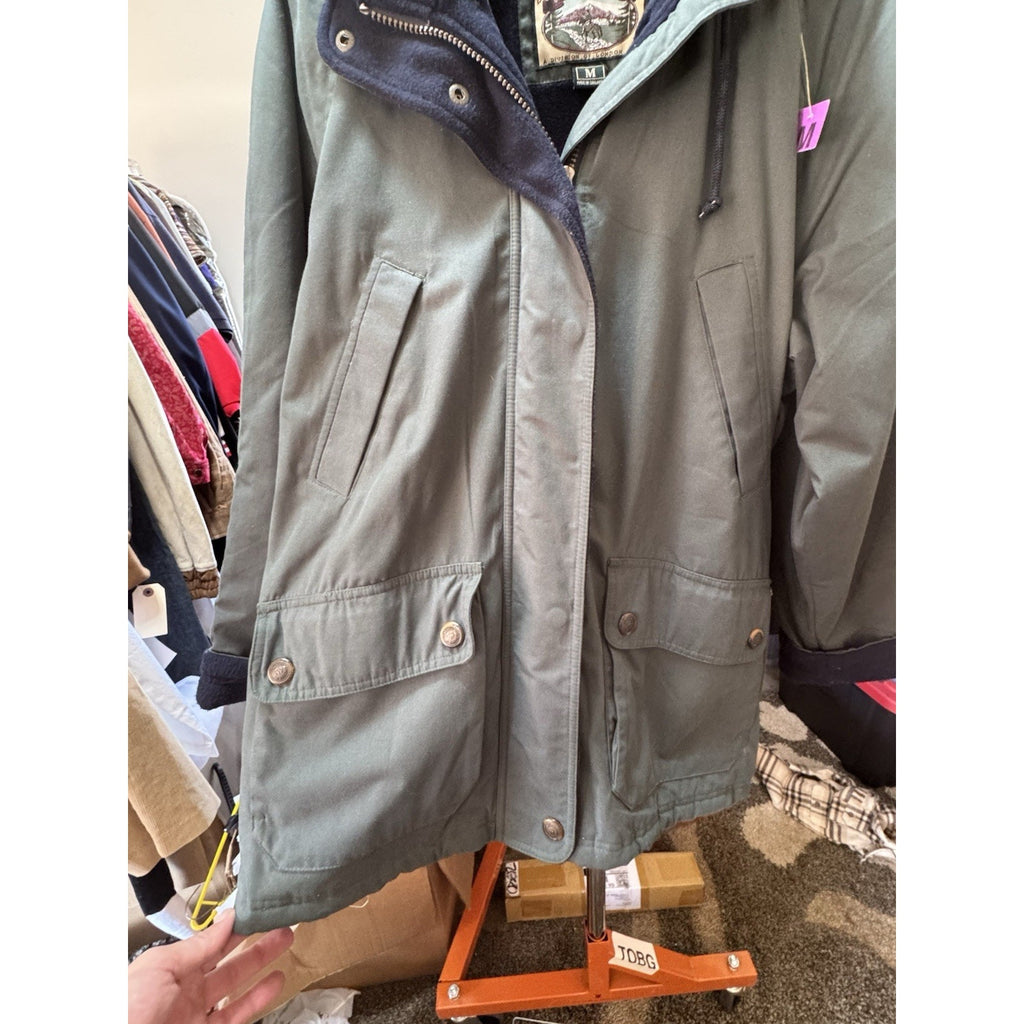 Vtg Pacific Trail Heavy Outdoor Jacket Green Fleece Lined Hooded Coat Size M-L