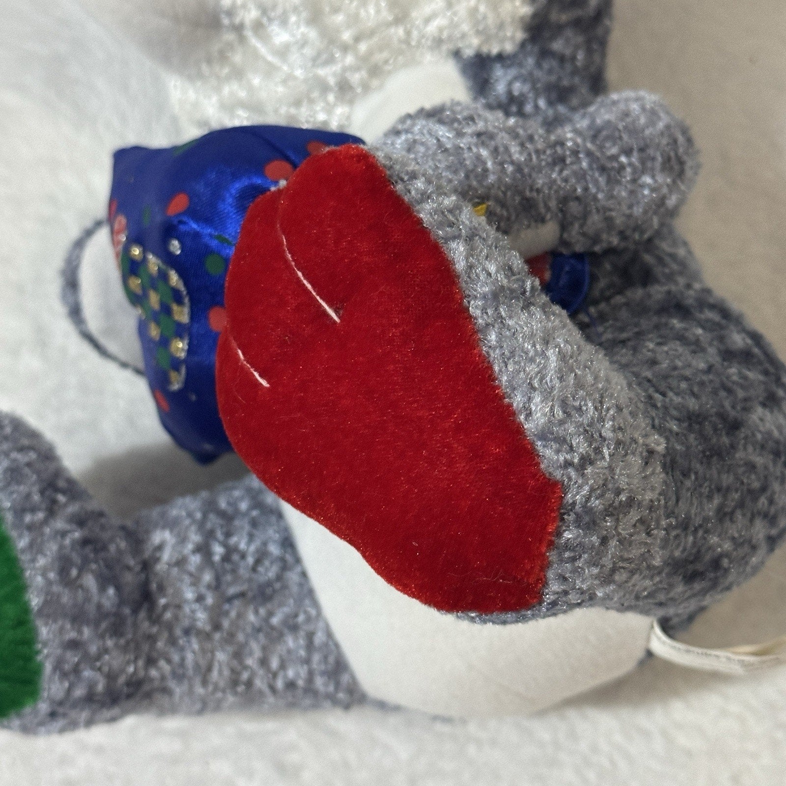 K&K Games Christmas Mouse Plush Gray Red Green Holiday Stuffed Animal Blue Scarf