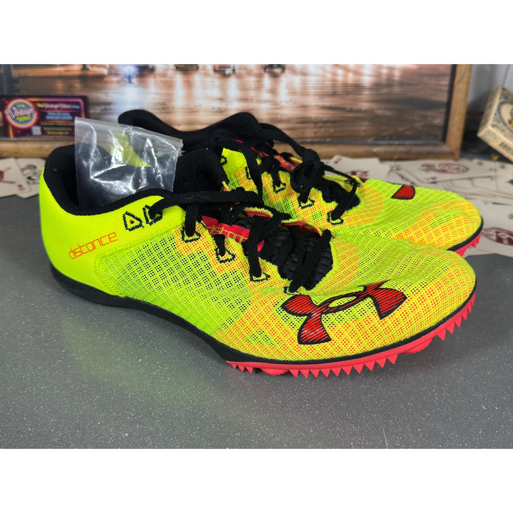 Under Armour UA Distanc Track Spikes Neon Volt Red Sz 11.5 3025460-300 Running