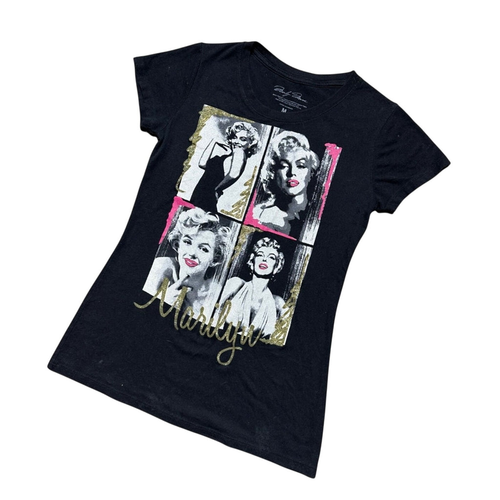 Marilyn Monroe Graphic T Shirt Women’s Medium Black Gold Pink Retro Pop Art Tee