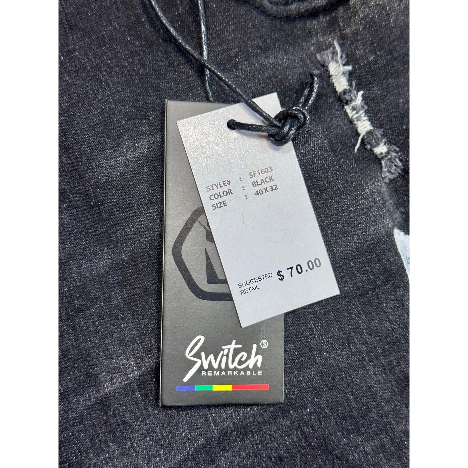Switch Remarkable Distressed Paint Splatter Jeans Men’s 40x32 Slim Taper Black Denim NWT