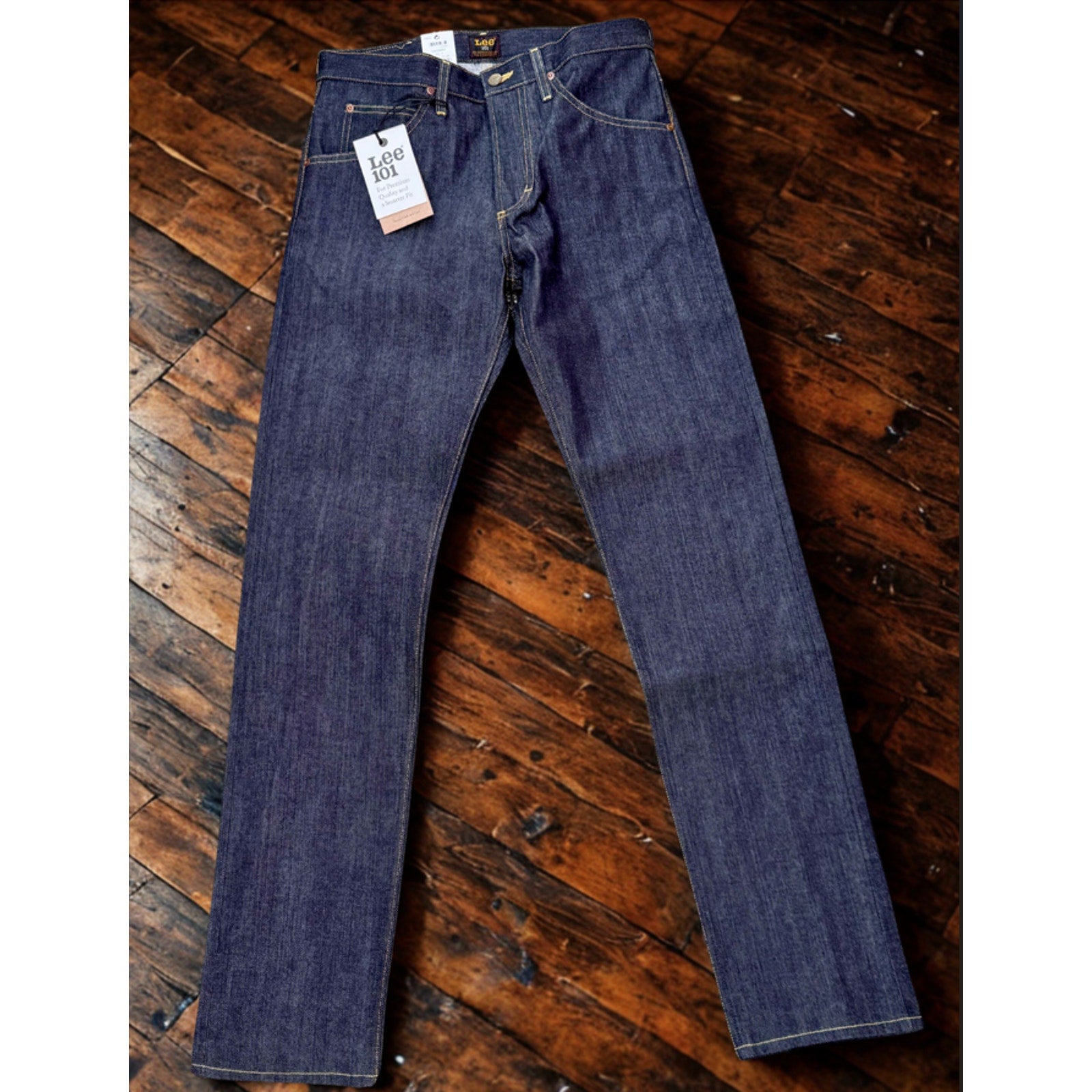 Lee 101Z Japanese Selvedge Denim Jeans Dry Indigo Made Italy 33x32 NWT