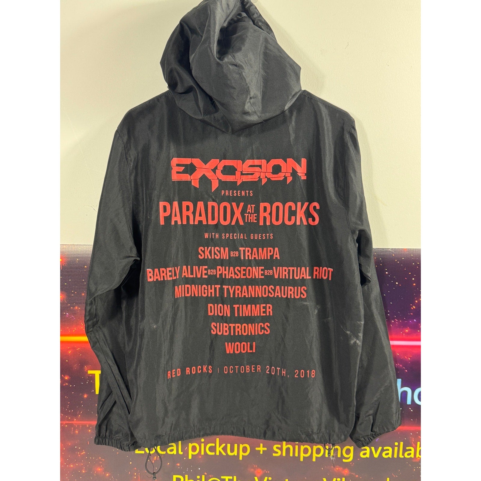 Rare Excision Paradox at the Rocks 2018 Red Rocks Tour Windbreaker Independent Trading M/L