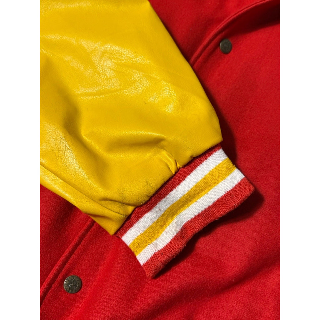 Vtg 80s Ferris State Bulldogs Varsity Jacket Red Mens XXL Snap Front Embroidered
