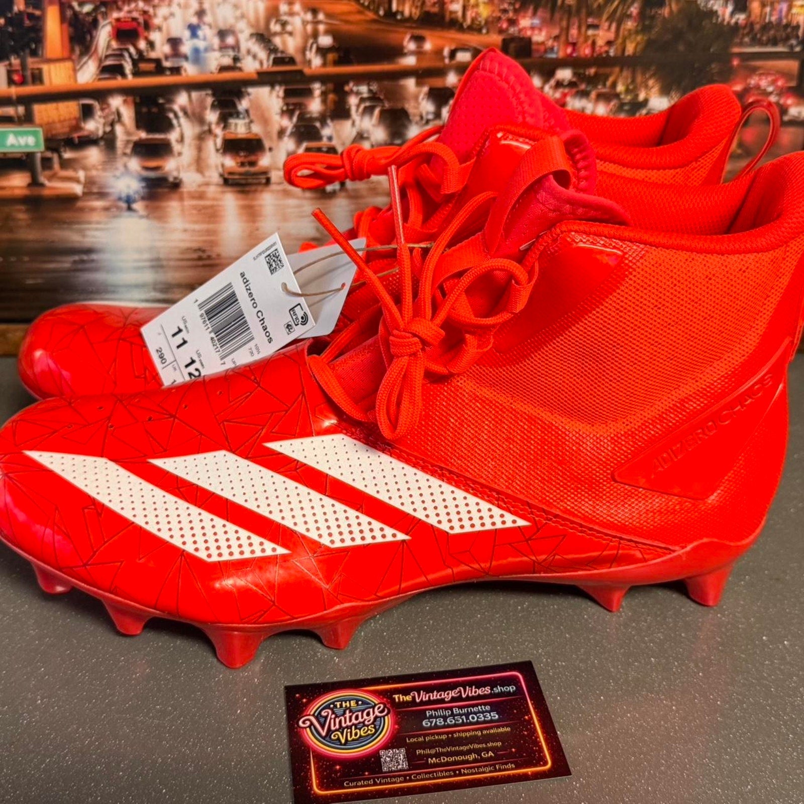 Adidas Adizero Chaos Football Cleats Red White sz 11 Mens New RFID