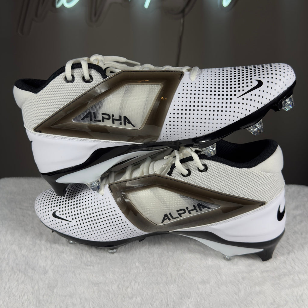 Nike Alpha Menace 4 Pro Football Cleats White Black HF4555-100 Sz 12.5