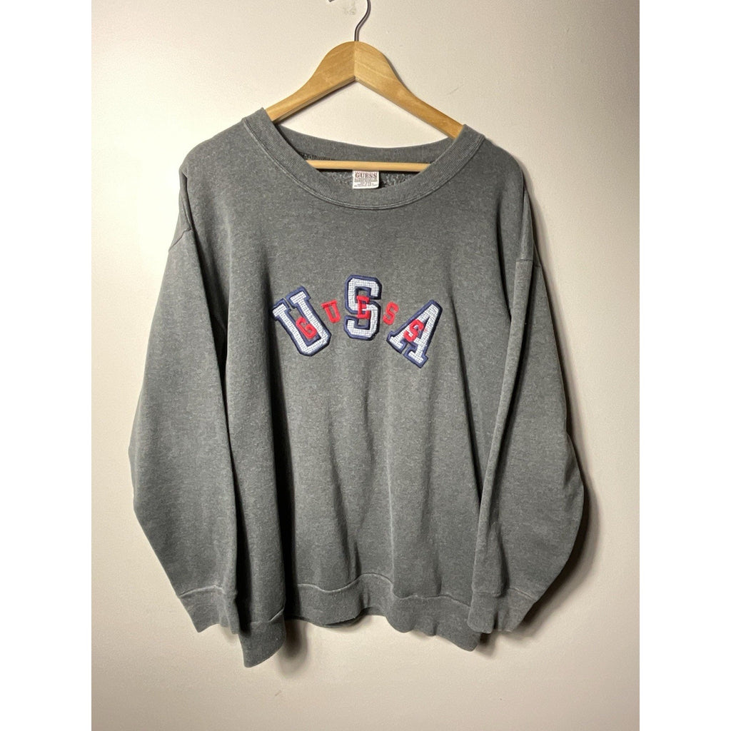 Vintage 1990s USA Guess Georges Marciano Embroidered USA Crewneck Sweatshirt XL