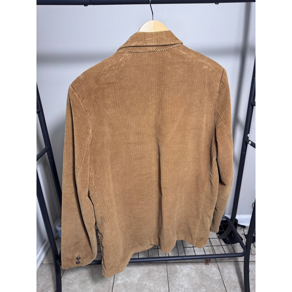 Abercrombie & Fitch Tan Corduroy Sport Coat Blazer Jacket Large L Brown 3 Y2K