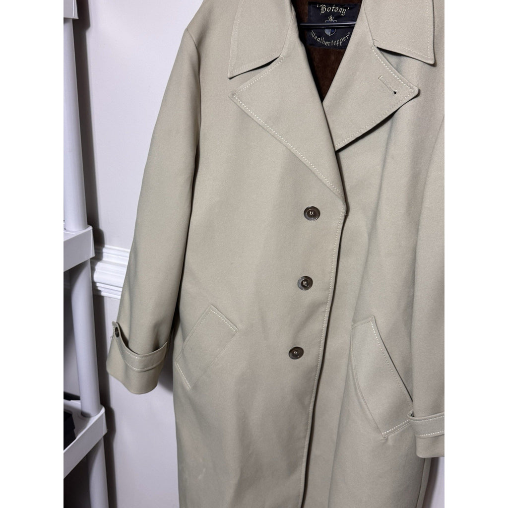 Vtg 1960s Botany Weathertopper Tan Overcoat Brown Lining Wool Blend Trench Coat