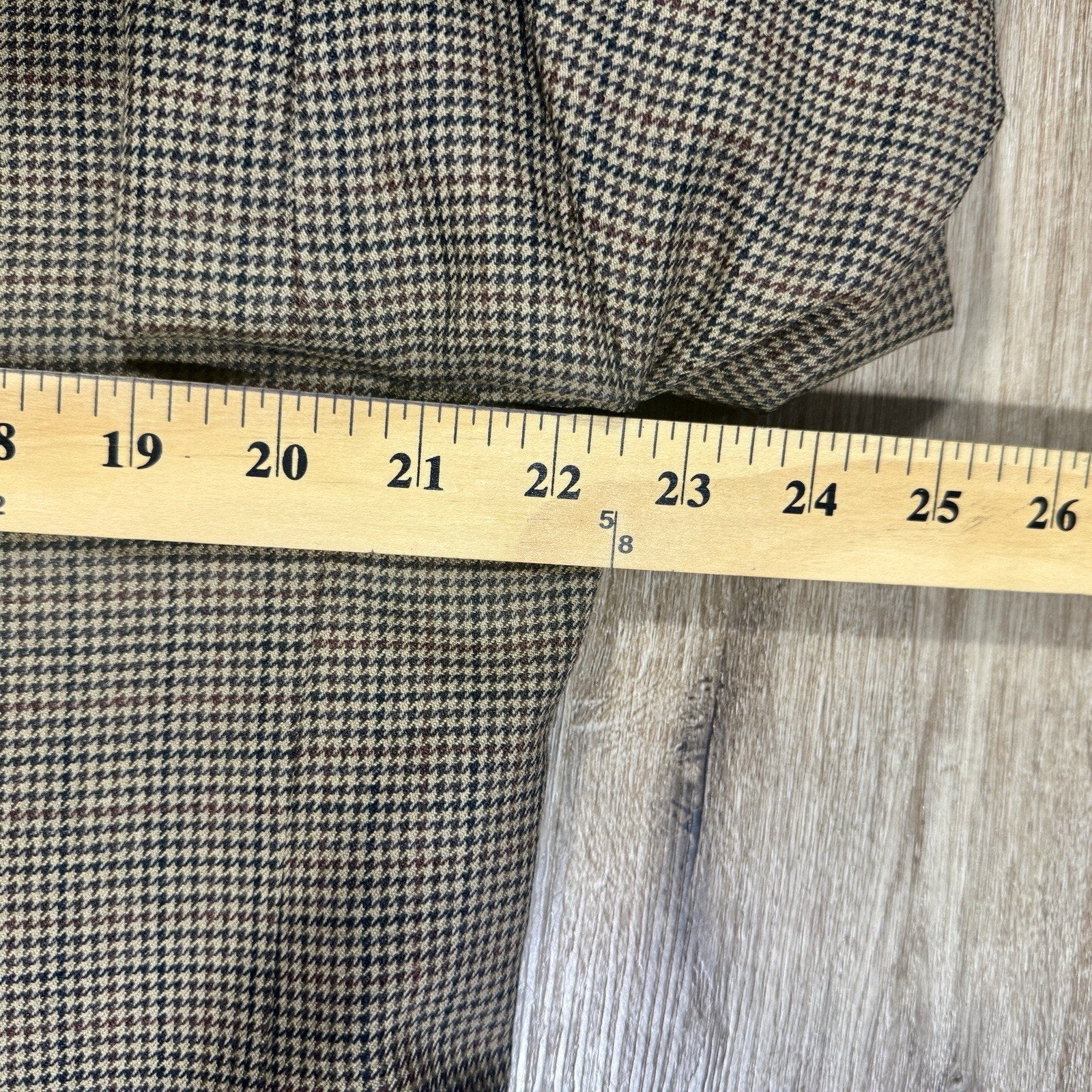 CHAPS 100% Wool Houndstooth Sport Coat Blazer 44R Brown Woolmark