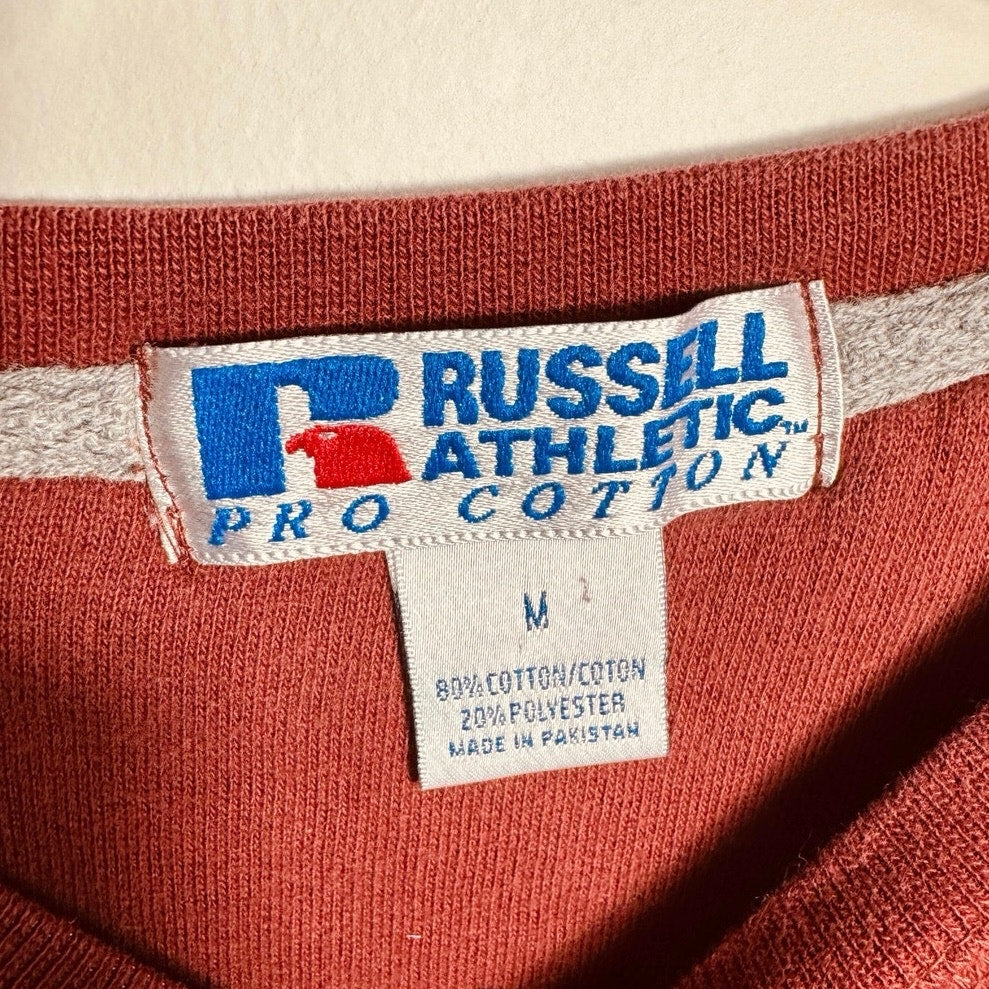 Vintage Russell Athletic Pro Cotton Crewneck Sweatshirt Faded Red Made USA Sz M