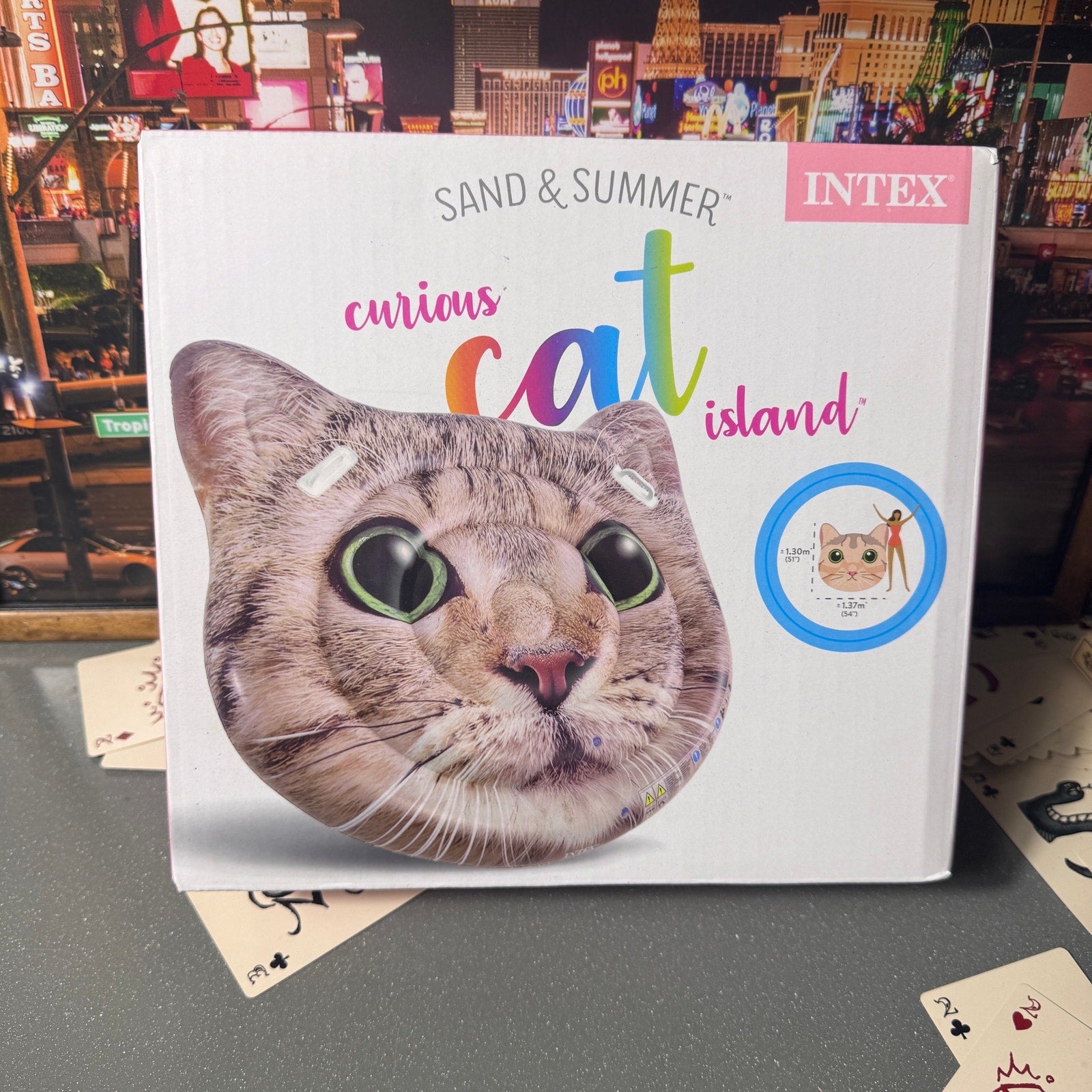 Sand & Summer Crazy Cat Face Pool Float 54x51 Adult Inflatable NIB Intex Beach