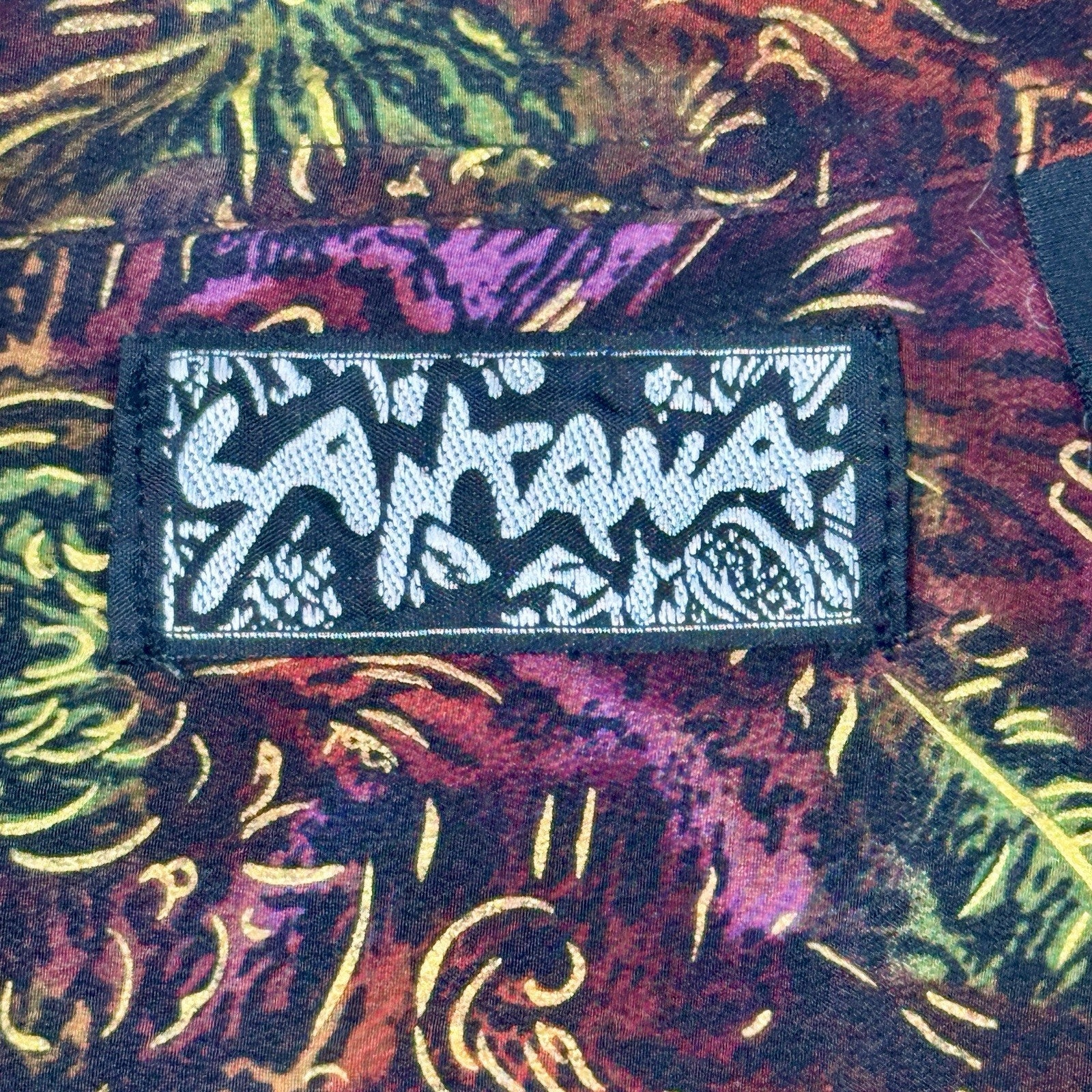 Vintage 1990s Santana 100% Silk Abstract Baroque Button Up Shirt Mens L Korea