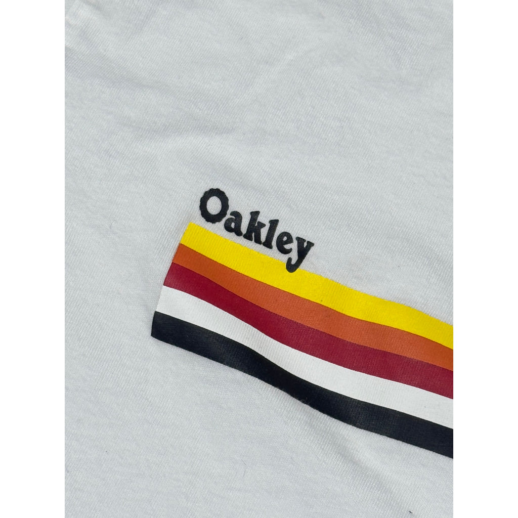 Oakley Rainbow Stripe Graphic T Shirt White Acorn Bike BMX Y2K Style Men’s L-XL