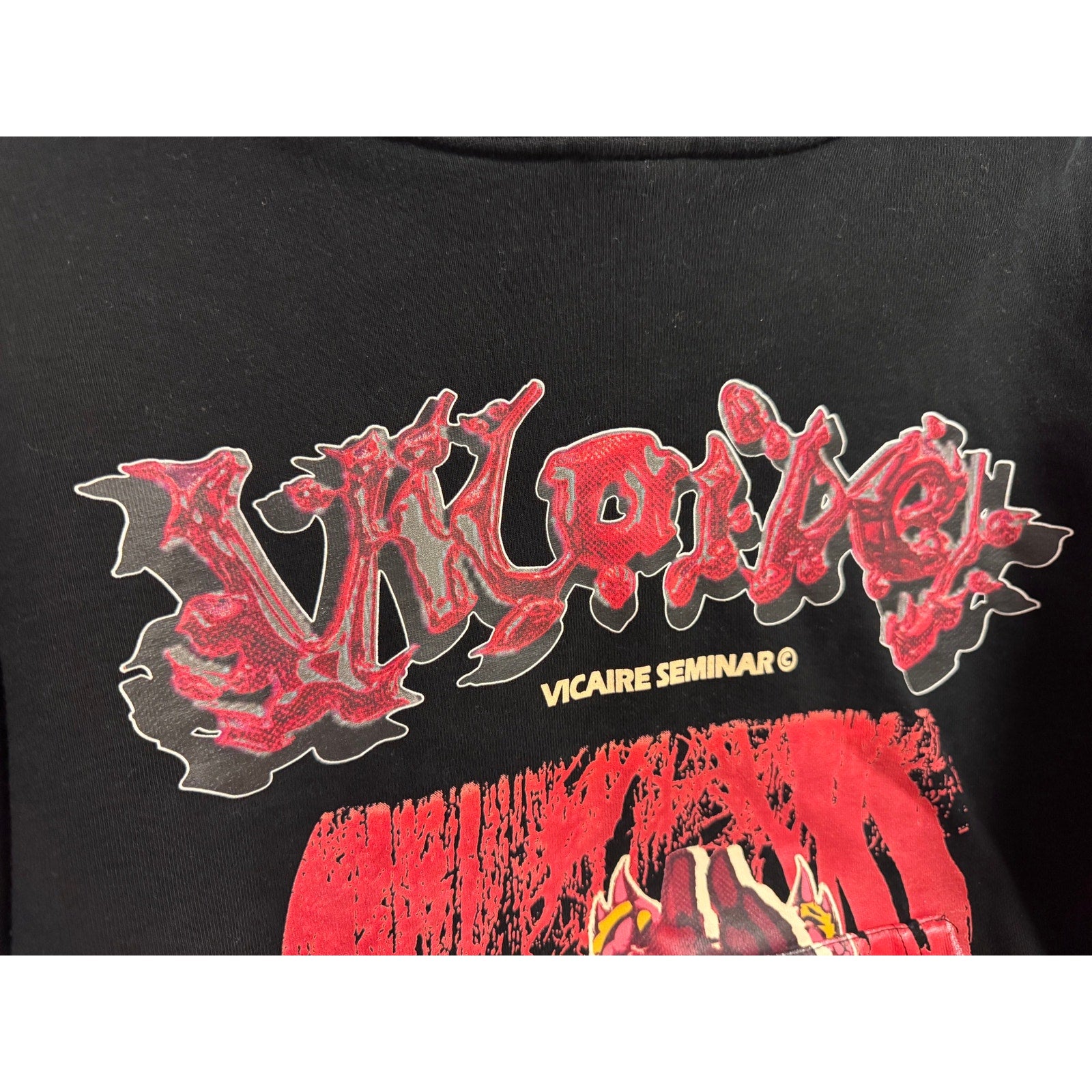 Vicaire Seminar Evil Hearts Club Graphic Hoodie Black XS Y2K Goth Streetwear