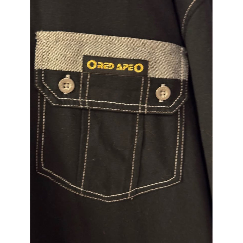 Red Ape Men’s 4XL Black V-Neck Utility Pocket Shirt NWT Y2K Streetwear