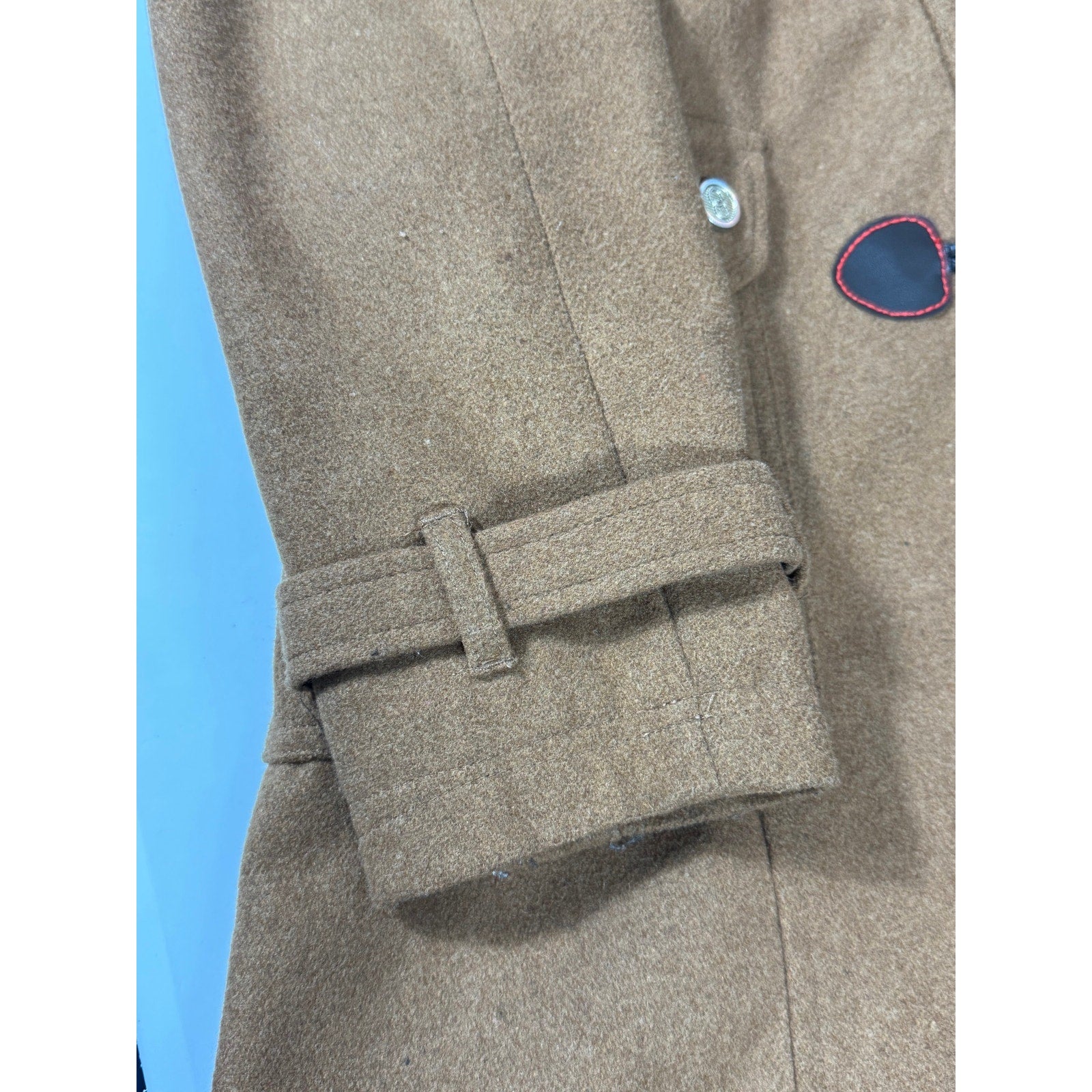 COOGI Wool Blend Toggle Duffle Coat Camel Brown Faux Fur Hood Womens Large 2012