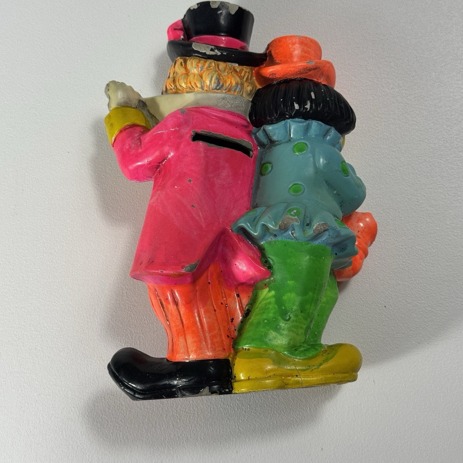 Vtg 1968 OSL Japan Musician Clown Coin Bank Chalkware Rare Vibrant Colorful HTF