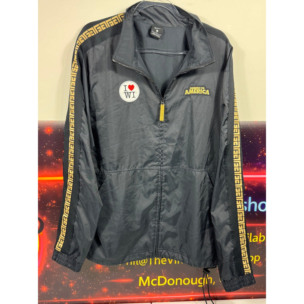 Nike Giannis Coming To America Windbreaker Jacket Mens Large Black Gold CQ8308-010 Rare Promo