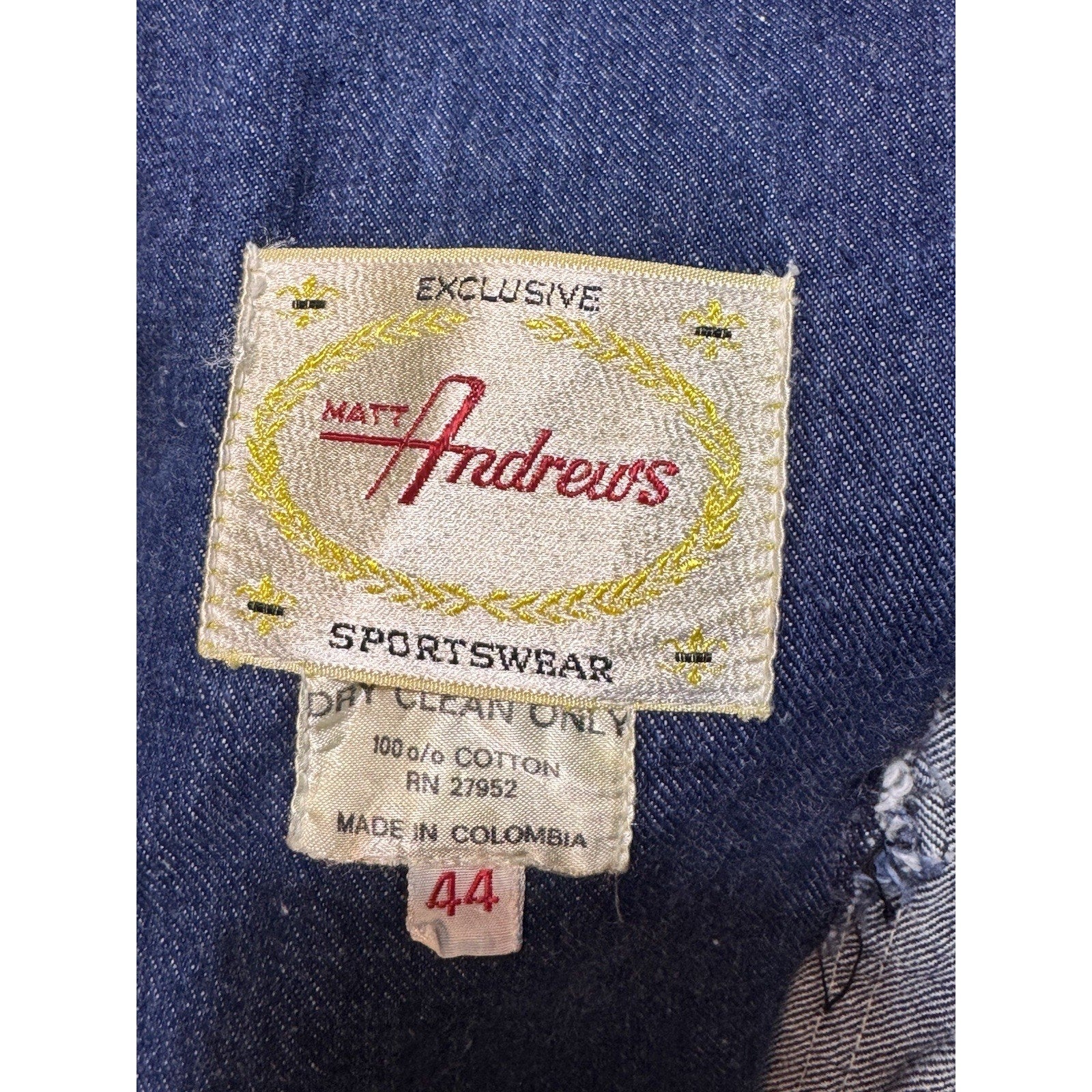 Vtg 80s 90s Matt Andrews Denim Blazer Jacket Sz 44 XL Blue Y2K