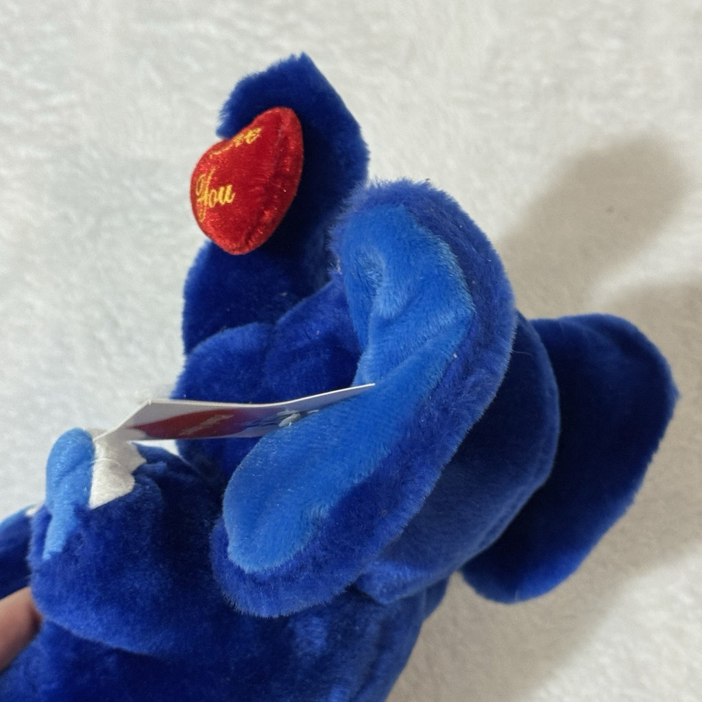Rare Plush Appeal Blue Elephant Plush Stuffed Animal I Love You Heart Vtg NWT
