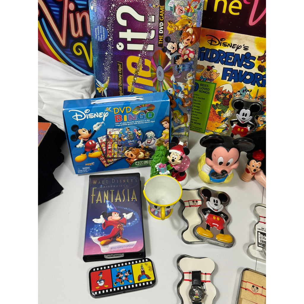 Rare Vintage 80s-90s Disney Collectibles Mega Lot Mickey Watches VHS Disneyana