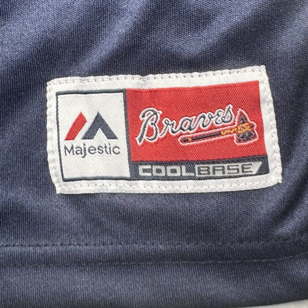 Vtg Majestic Atlanta Braves Baseball Cool Base BP Jersey Mens 4XL 4X V-Neck Blue