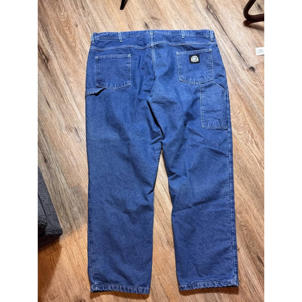 Polar King by Key flannel‑lined carpenter jeans, size 46x32, relaxed fit workwear style.