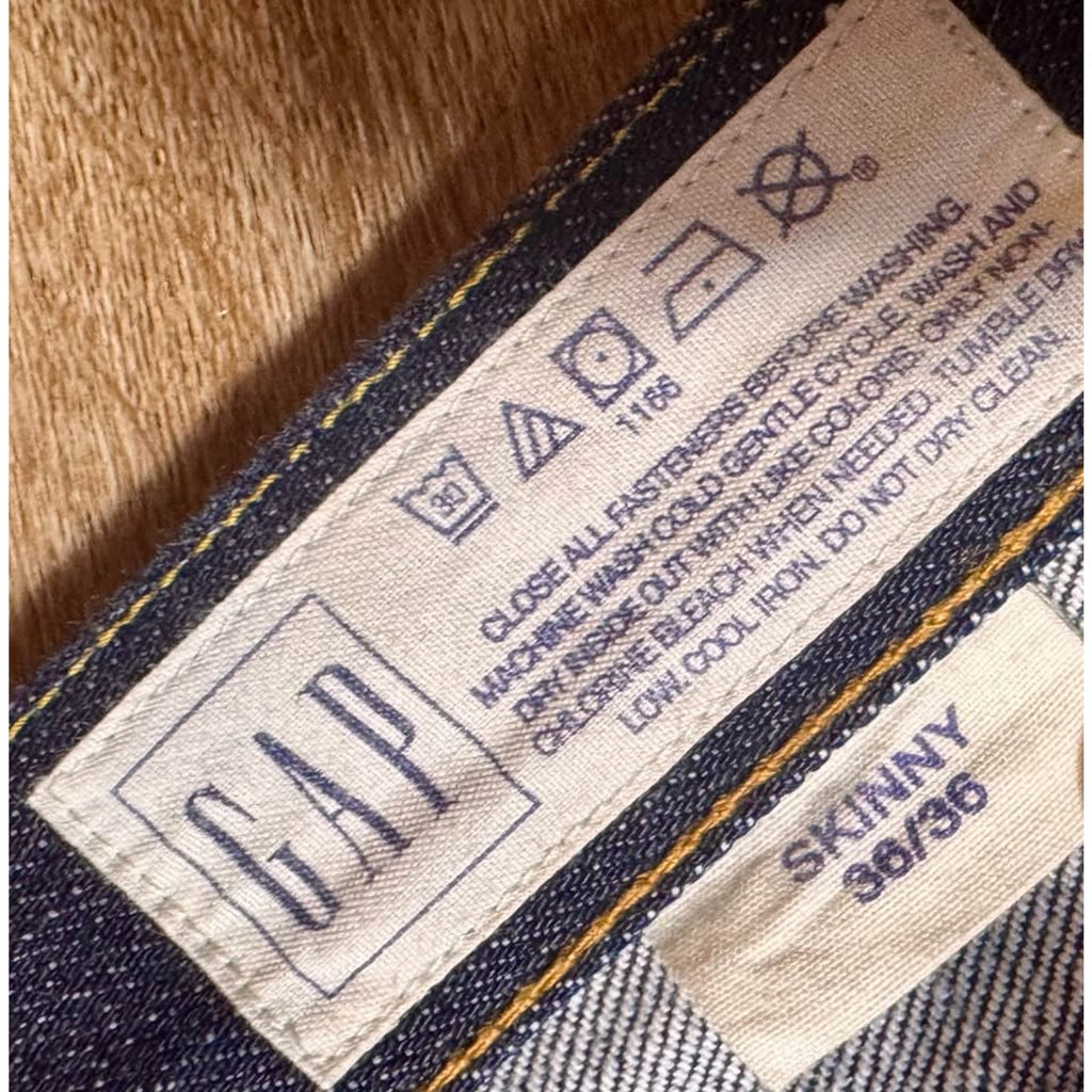Gap 1969 Japanese Selvedge Raw Indigo Skinny Straight Men’s Jeans 36x36 Button Fly