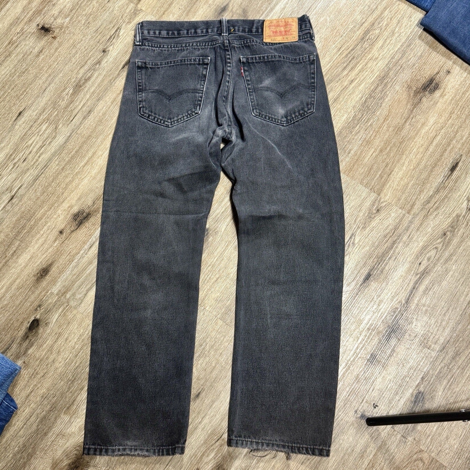 Levi's 505 Regular Fit Jeans Mens 32x29 Gray Black Straight Leg Denim VTG Y2K