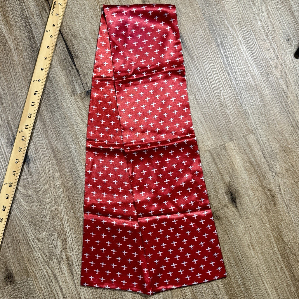 Vtg Rama World Rakkei Aviation Flight Scarf Airplane Print Pilot Made USA 48”