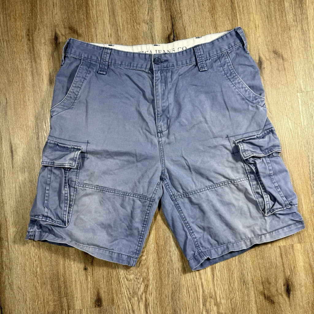 Nautica Jeans Co Baggy Cargo Shorts Men’s 38 Navy Blue Cotton Y2K