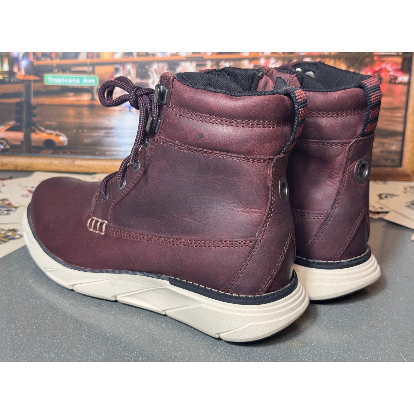 L.L.Bean Down East Utility Primaloft Insulated Hiking Boots Women 8 Wine Leather