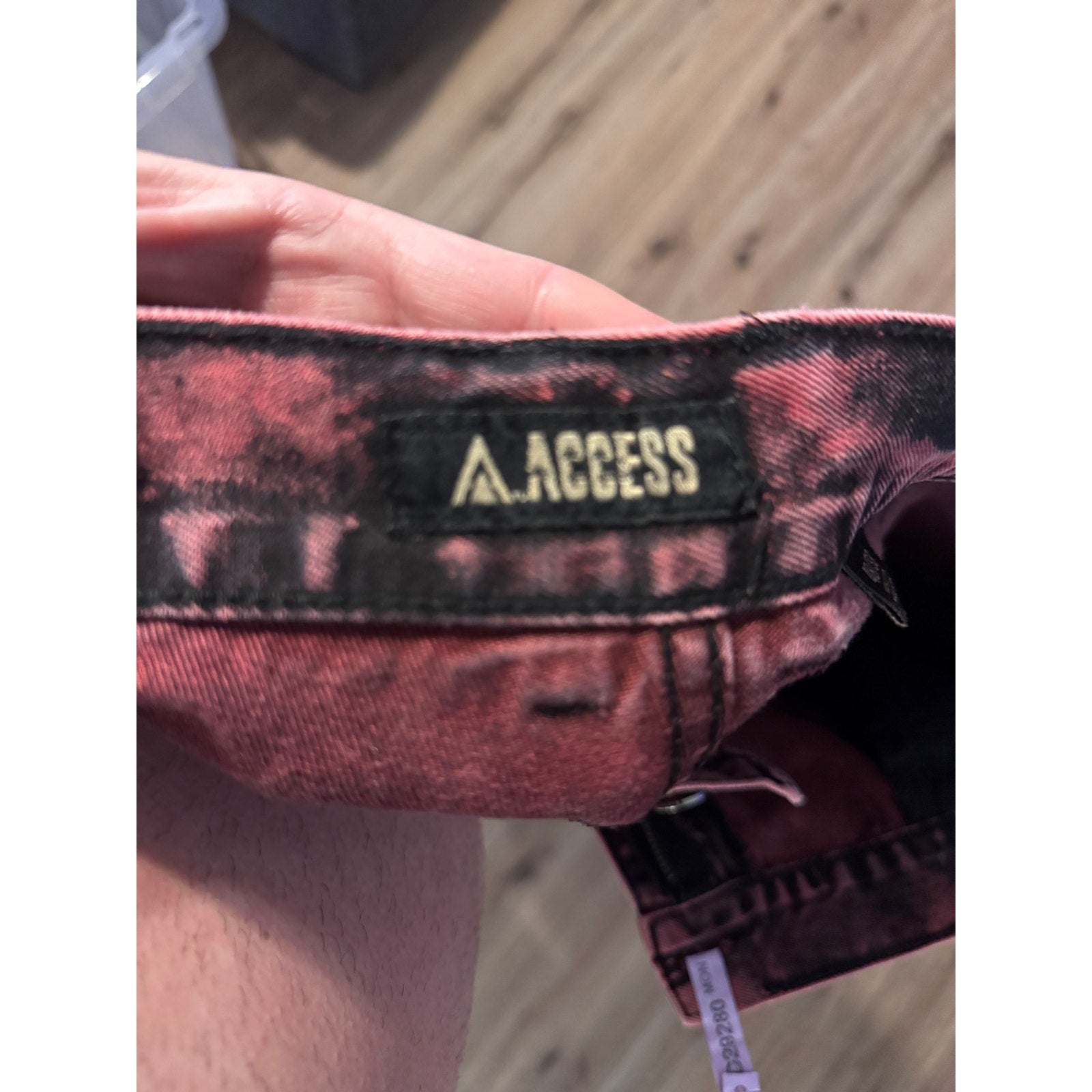 Access Apparel Pink Black Acid Wash Distressed Jeans 48x33 Y2K Streetwear Skater